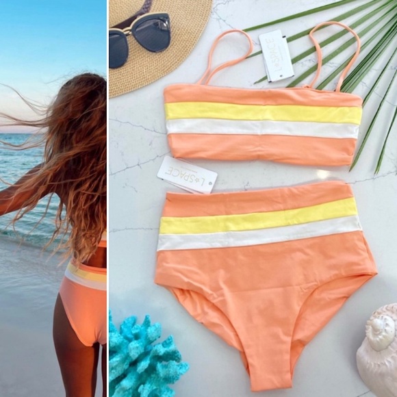 l*space Other - L*SPACE Set - Sunset Rebel Bandeau Bikini Top & Portia Classic Cut Bottoms - S